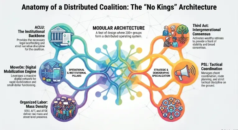 Anatomy of a Distributed Coalition: The "No Kings" Architecture